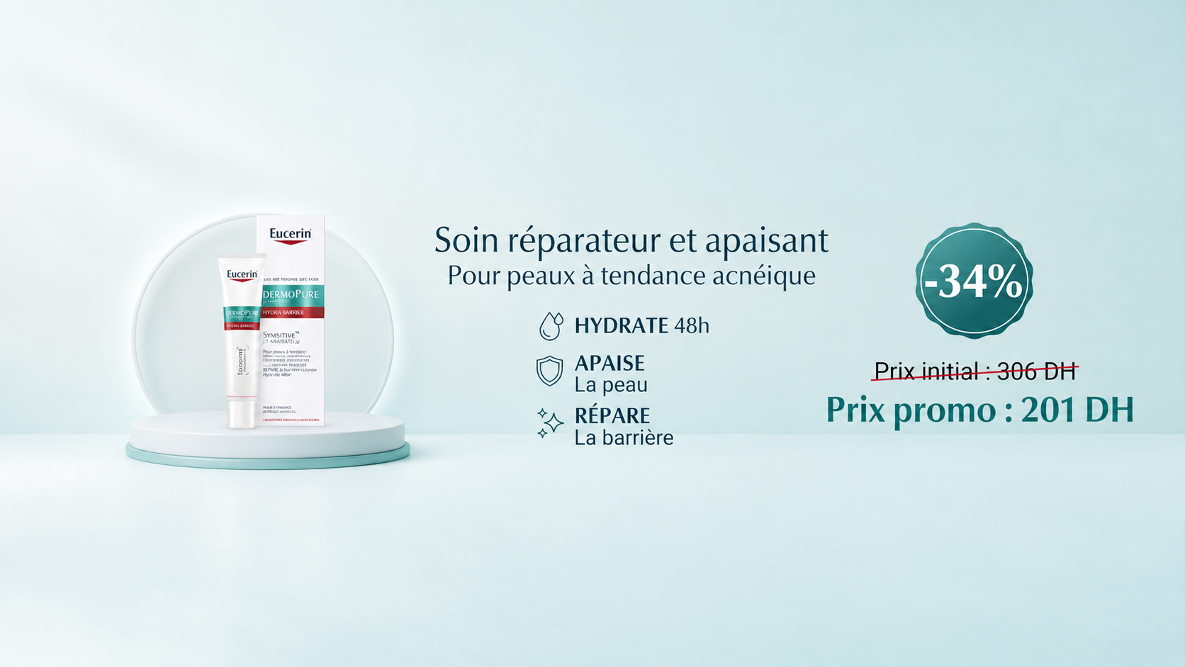 Eucerin soin réparateur et apaisant, promotion 201 DH